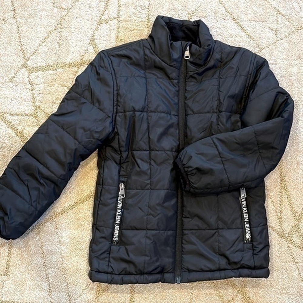 🪻Calvin Klein Jeans quilted jacket full zip stand up collar black size 7